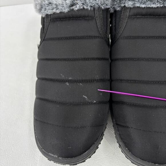 Minnetonka Timpson Tulsa Bootie Size 9 Black Faux Fur Water Resistant Slip On - Picture 5 of 11
